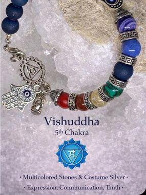 Vishuddha 5th Chakra Beaded with Hamsa and Evil Eye The Yogi Chakra Collection